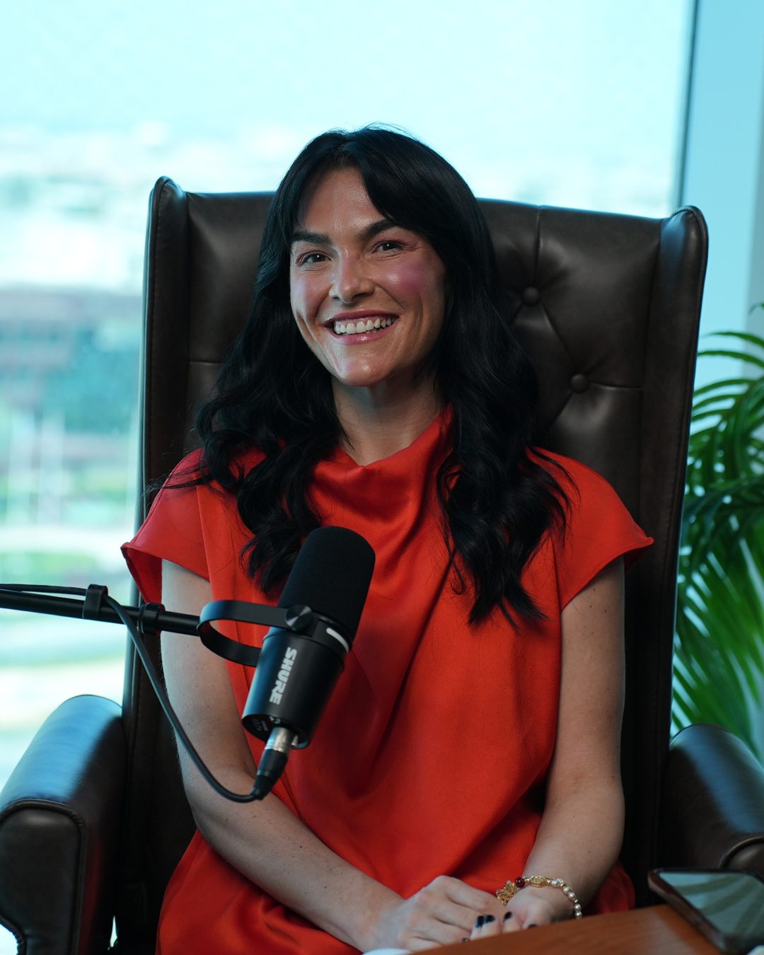 Jade Marjurum recording an episode on the CollectiveSpend Procurement Leaders in MENA podcast